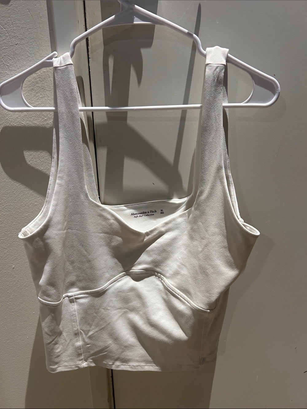 Abercrombie & Fitch White Cropped Scoop-Neck Tank